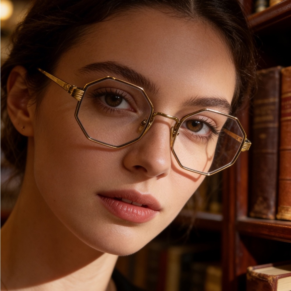 Women’s Vintage geometric octagon glasses 1/20 12K G.F. MCM cosplay retro mod